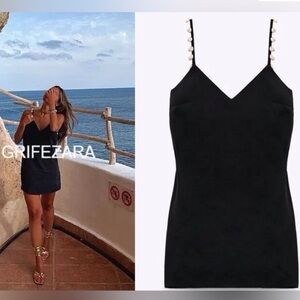ZARA CAMISOLE DRESS WITH SEASHELLS BLACK
